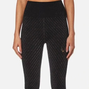 NWOT Lucas Hugh Technical Knit Stardust Capri Leggings - Black Multi S
